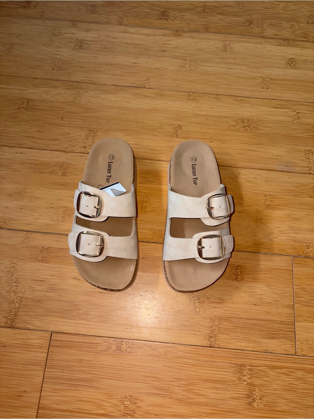 NEW Lucky Top Girl’s Size 13 Double Buckle Cork Footbed Slide Sandals Shoes